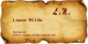 Lopos Milda névjegykártya
